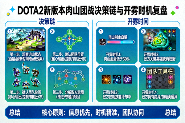 DOTA2新版本肉山团战决策链与开雾时机复盘图