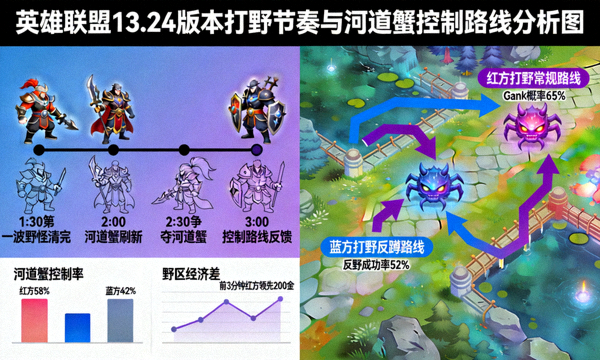 英雄联盟13.24版本打野节奏与河道蟹控制路线分析图