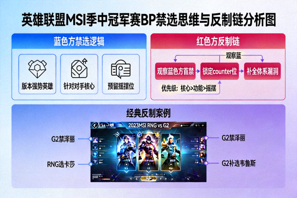 英雄联盟MSI季中冠军赛BP禁选思维与反制链分析图